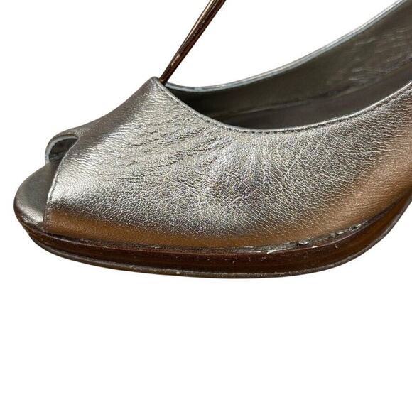 Cole Haan Womens Leather Bronze Metallic Slingback Peep Toe High Heels Shoes 8.5 - Picture 5 of 16